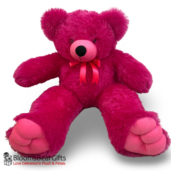 2-5ft-bright-pink-teddy-bear-soft-cuddly-gift-ready 2-5ft-bright-pink-teddy-bear-soft-cuddly-gift-ready